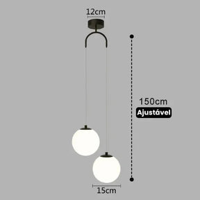 Lustre Pendente de Vidro com LED para Sala e Quarto KBN