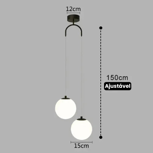 Lustre Pendente de Vidro com LED para Sala e Quarto KBN
