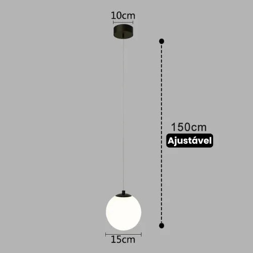 Lustre Pendente de Vidro com LED para Sala e Quarto KBN