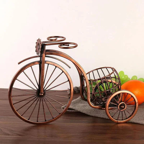 Porta Vinho Decorativo Metal Formato Bicicleta Design Retro Cobre KBN