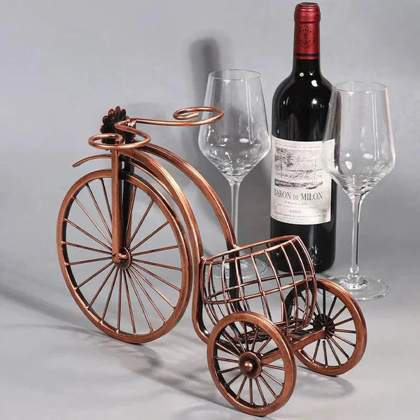 Porta Vinho Decorativo Metal Formato Bicicleta Design Retro Cobre KBN