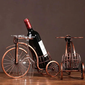 Porta Vinho Decorativo Metal Formato Bicicleta Design Retro Cobre KBN