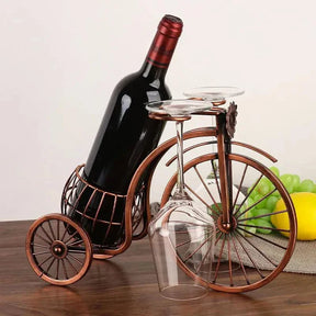 Porta Vinho Decorativo Metal Formato Bicicleta Design Retro Cobre KBN