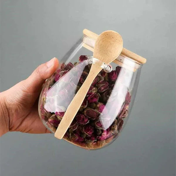 Pote Hermético de Vidro com Tampa Vedada para Café e Açúcar KBN