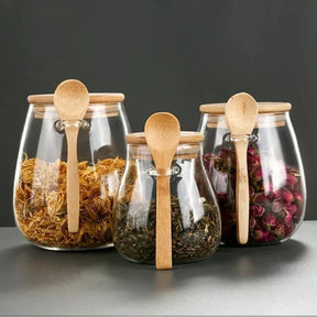 Pote Hermético de Vidro com Tampa Vedada para Café e Açúcar KBN