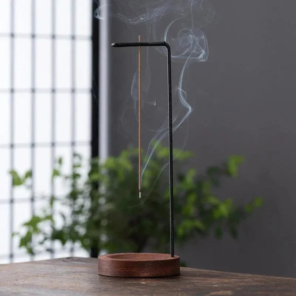 Suporte de Incenso Invertido de Madeira e Metal para Aromaterapia KBN