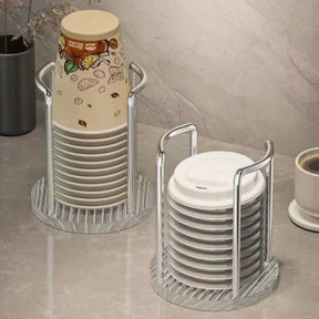 Suporte Organizador de Copos Descartáveis em Aço Inox e Acrílico KBN