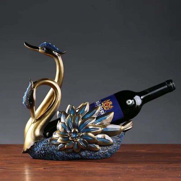 Suporte para Garrafa de Vinho em Resina Design Cisne KBN