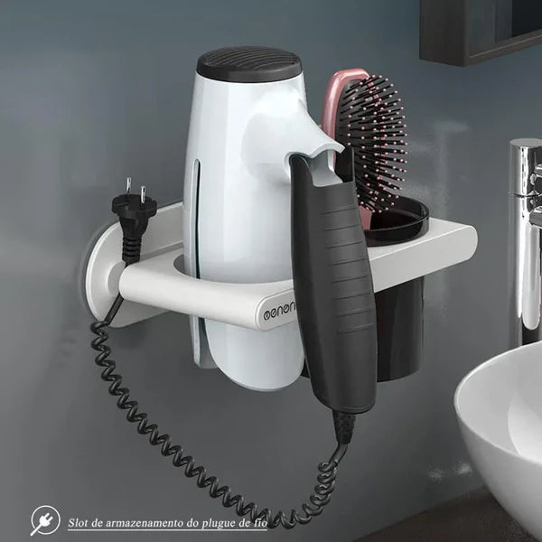 Suporte para Secador de Cabelo de Parede com Compartimentos KBN