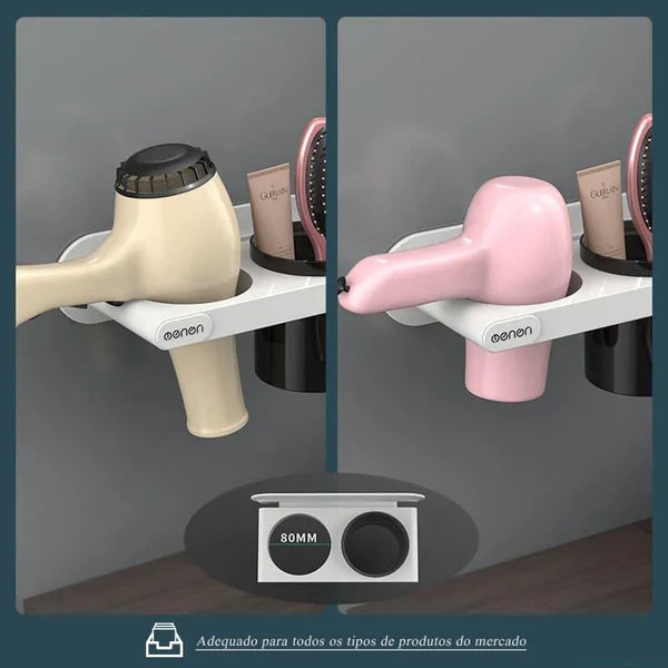 Suporte para Secador de Cabelo de Parede com Compartimentos KBN