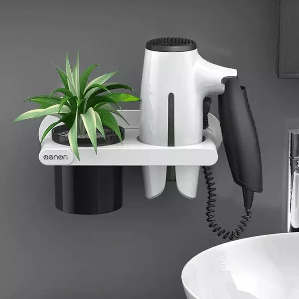 Suporte para Secador de Cabelo de Parede com Compartimentos KBN