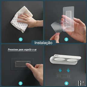 Suporte para Secador de Cabelo de Parede com Compartimentos KBN