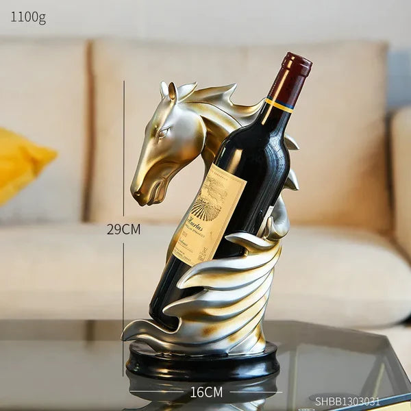 Suporte para Vinho Cavalo Decorativo em Resina de Luxo KBN