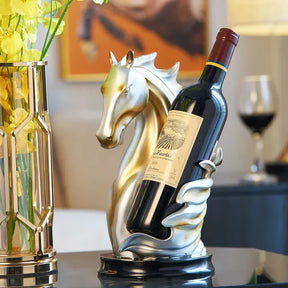 Suporte para Vinho Cavalo Decorativo em Resina de Luxo KBN