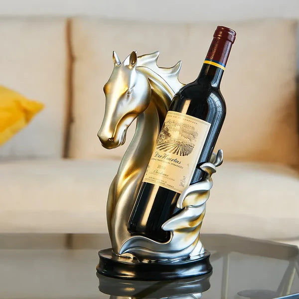 Suporte para Vinho Cavalo Decorativo em Resina de Luxo KBN
