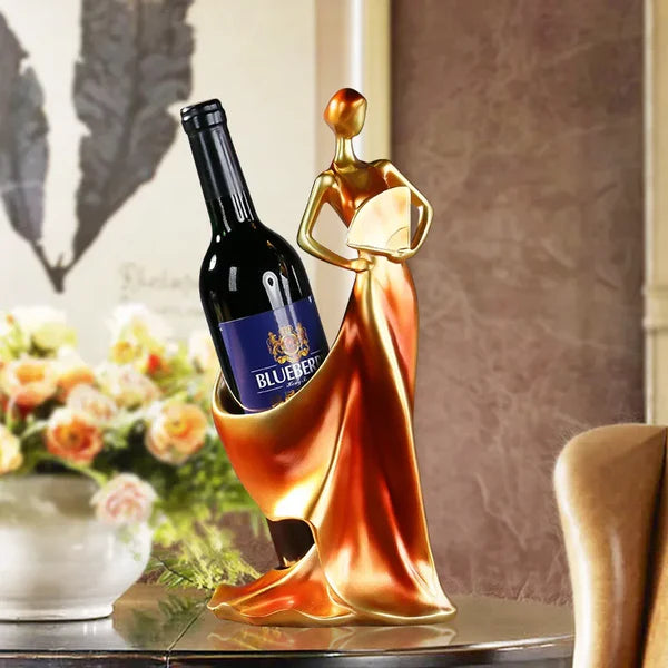 Suporte para Vinho Escultura Feminina em Resina Moderna KBN