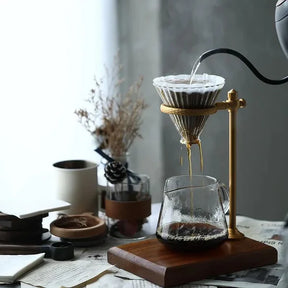 Suporte Porta Filtro de Café Americano com Base de Madeira KBN