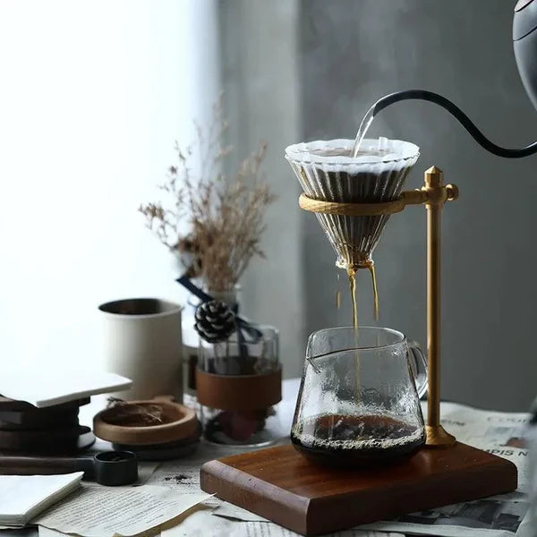 Suporte Porta Filtro de Café Americano com Base de Madeira KBN