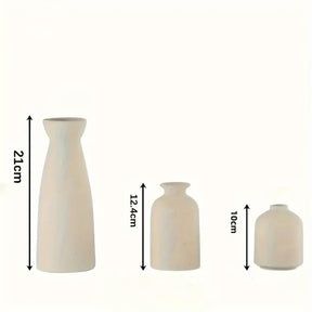 Vasos Decorativos Cerâmica Rústica para Sala e Escritório 3 Peças KBN