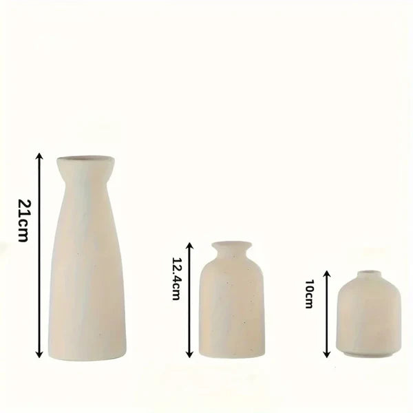 Vasos Decorativos Cerâmica Rústica para Sala e Escritório 3 Peças KBN